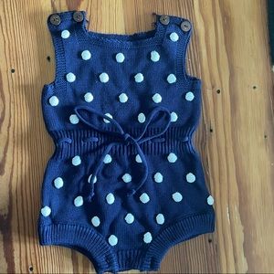 Navy Knit Girls Romper